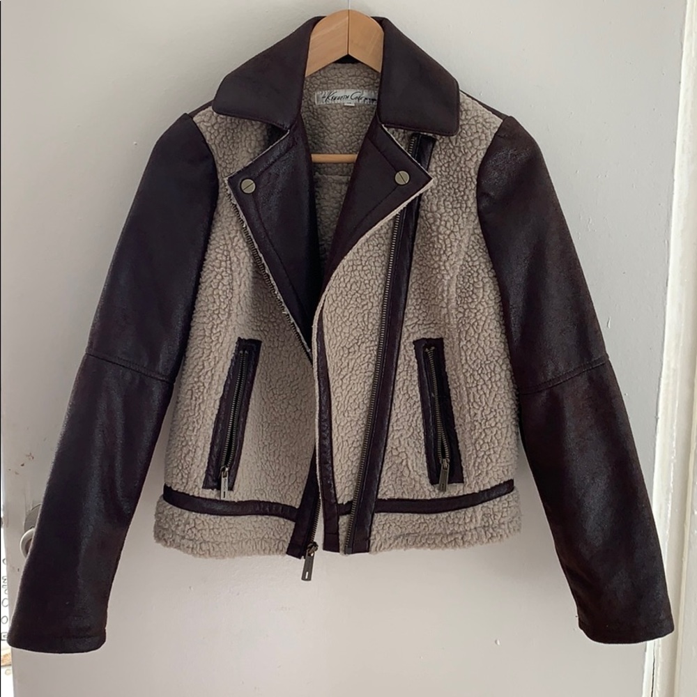 kenneth cole new york sherpa motorcycle jacket